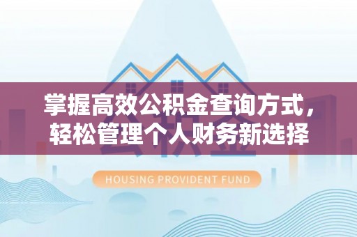 镇安掌握高效公积金查询方式，轻松管理个人财务新选择